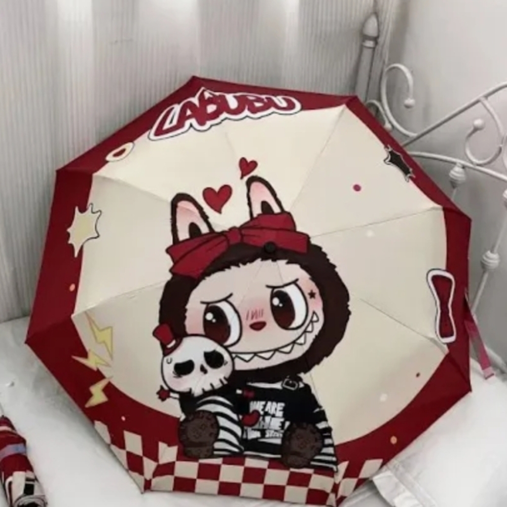 Labubu Monster Kids Umbrella - Red and White